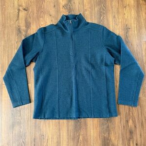 Ibex Men’s 94% Merino Wool 1/4 Zip Pullover Sweater Size Large Dark Teal